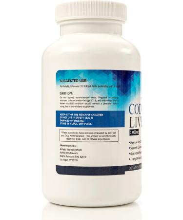 Cod Liver Oil Capsules - Premium Certified Pure and Fresh - Triple Strength - Heart Healthy - 120 Softgels - Natural Supplement - 240mg of Omega 3 Fatty Acids - No Fishy Taste! - Buy Online on GoSupps.com