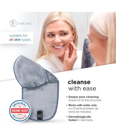FABCARE Makeup Remover Cloth Set | 4 Washable Microfibre Face Cloths - DERMATEST Very Good - Integrated Glove for Easy Makeup Removal - Buy Online on GoSupps.com