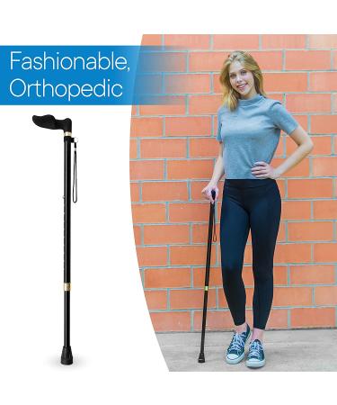 RMS Orthopedic Walking Cane - Adjustable Offset Design for Arthritis & Carpal Tunnel - Right-Handed Handle - Buy Online on GoSupps.com