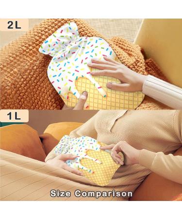 Naanle Ice Cream Heat Bottle - 2L Transparent Warm Water Bottle for Pain Relief & Hot/Cold Therapy | Bed Hand & Feet Warmer - Buy Online on GoSupps.com