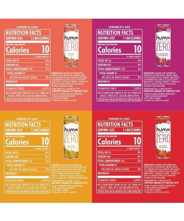 Humm Probiotic Kombucha Zero Sugar Variety Pack - Keto-Friendly, Organic, Vegan, Gluten-Free - 11oz Cans (16 Pack) - Buy Online on GoSupps.com