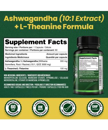 KASHA Nutrition Ashwagandha 3000 mg and L-theanine 100 mg Per Capsule | High Potency 10:1 Extract Expert Formulated | Resistance to Stress Promote Relaxation Energy Memory Enhancement Sleep Aid & Rejuvenative Tonic | Proudly Canadian | No Additives (60 Co - Buy Online on GoSupps.com