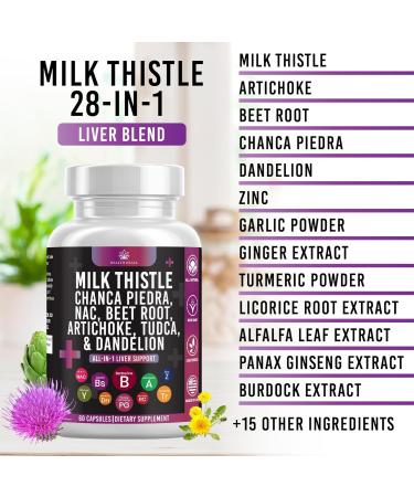 Milk Thistle NAC Chanca Piedra Beet Root Artichoke Dandelion Root - Liver Supplement Plus Astragalus TUDCA Choline & Ginger- 120 Count 60 Count (Pack of 2) - Buy Online on GoSupps.com