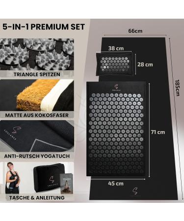 Soulance Acupressure Mat & Pillow 5-in-1 Premium Set | Coconut Fiber Massage Mat for Neck & Back Pain Relief | Includes Yoga Cloth & Carrying Bag - International Shipping Available - Buy Online on GoSupps.com