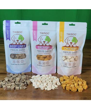 3-Pack Freeze Dried Dog Treats Trainer Topper in Salmon Chicken & Beef Liver Flavors. All Natural Healthy Treat 1 Ingredient - Buy Online on GoSupps.com