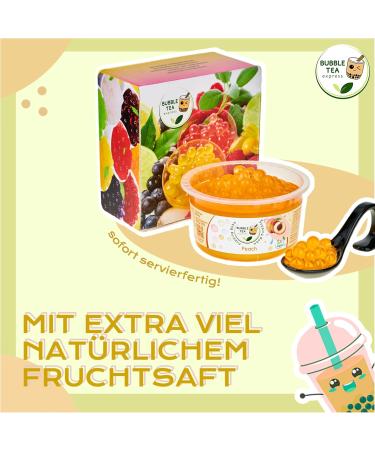 Bubble Tea Express - Fruity Popping Boba Pearls (Peach) 490g | Vegan Gluten-Free Lactose-Free | Delicious Fruit Juice Beads for Bubble Tea - Buy Online on GoSupps.com