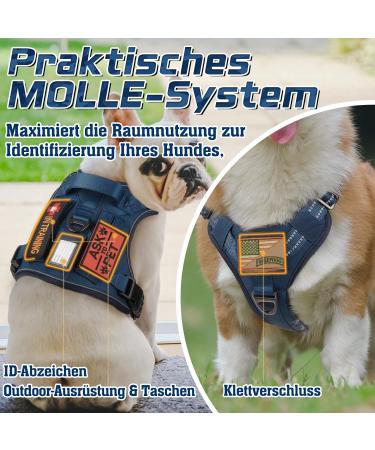 Rabbitgoo XL Dog Harness for Large Dogs | Adjustable Tactical Harness with Handles & Metal Buckles | Durable & Wear-Resistant for Hiking - Blue - Buy Online on GoSupps.com