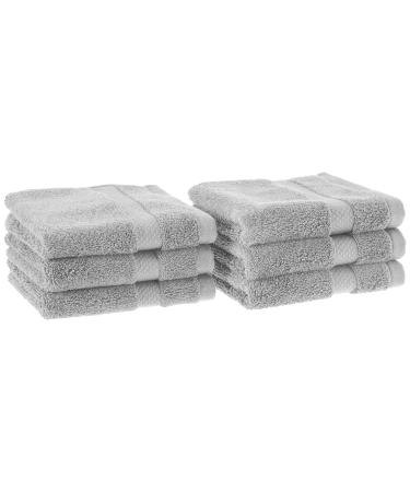 Amazon Aware 100% Organic Cotton Plush Bath Towels - Washcloths 6-Pack Light Gray Light Gray Washcloth (Pack of 6)