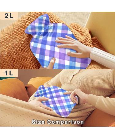 NAANLE Lila Plaid Transparent Hot Water Bottle - 2L Large for Menstrual Cramps Pain Relief Hand/Foot Heat & Cold Therapy - Buy Online on GoSupps.com