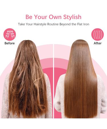 MiroPure Enhanced Hair Straightener Brush - 2-in-1 Ionic Straightening Brush with Anti-Scald, Auto Temperature Lock & Off Function (Black) - Buy Online on GoSupps.com