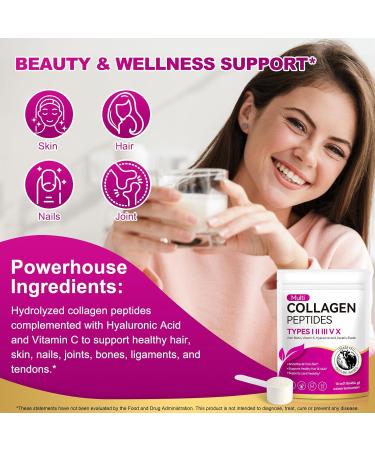 bnHUlMXw Multi Collagen Peptides Powder Type I II III V X with Biotin Vitamin C Hyaluronic Acid Supports Healthy Joint Hair Skin & Nail Support Grass-Fed Non-GMO 16oz - Buy Online on GoSupps.com