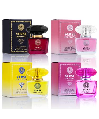NovoGlow Verse 4-Piece Mini Fragrance Set for Women - Refreshing Combinations of Floral Fruity & Woody Scents - Gift Choice with Natural Mild & Non-Irritating Ingredients - Each One in 30ml Bottle