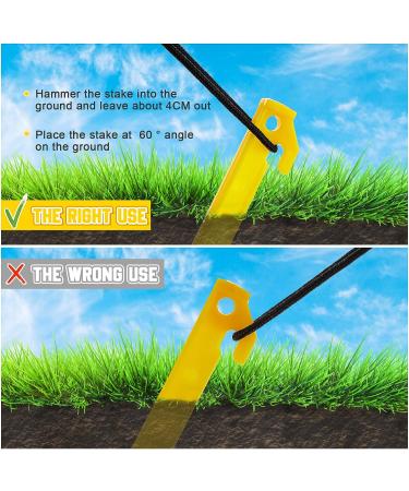 Plastic Tent Stakes 9 Inch Heavy Duty Pegs for Outdoor Garden Decorations - Pack of 36 Yellow Stakes - Buy Online on GoSupps.com
