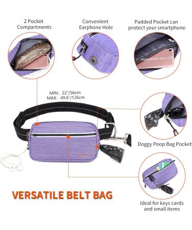TUDEC Dogs Jogging Line with Belly Belt - Reflective Elastic Leash & Feces Bag Dispenser for Large/Medium Dogs - Gray Purple - Buy Online on GoSupps.com