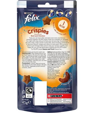 Felix Crispies Cat Treats Beef and Chicken 45g Pack of 8 Crispies Beef & Chicken - Buy Online on GoSupps.com