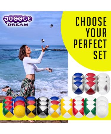 Juggle Dream 3x Pro Thud Juggling Balls Set - Professional Silver/Black Balls with Free Online Learning Video for Beginners & Experts - Buy Online on GoSupps.com