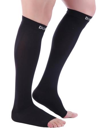Buy Doc Miller Open Toe Compression Socks 30-40 mmHg - Toeless Medical Grade Support for Men & Women - Large Black Pair | International Shipping - Buy Online on GoSupps.com