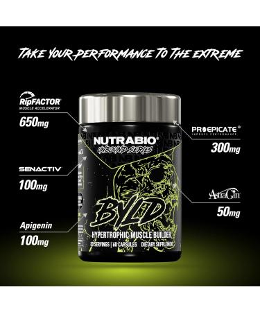 NutraBio Unbound BYLD - Natural Muscle Builder for Men Support Muscle Growth Recovery and Strength - 30 Servings - 60 Capsules - Buy Online on GoSupps.com