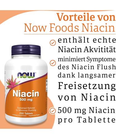 Buy Now Foods Niacin (Vitamin B3) 500mg - 250 Vegan Tablets | Gluten Free & Soy Free - Buy Online on GoSupps.com