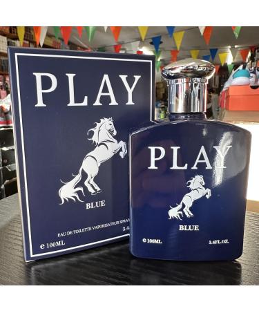 Men Cologne Eau de Toilette Spray for Men 3.4 fl oz (100ml) Navy Blue Bottle with Horse Logo