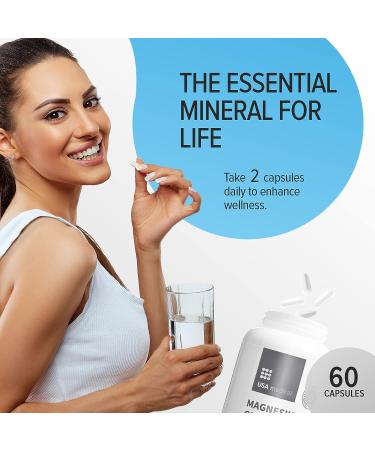 USA Medical Magnesium Glycinate Capsules | High-Absorption Formula for Optimum Health | Supports 300+ Bodily Processes | 60 Veggie Caps - Buy Online on GoSupps.com