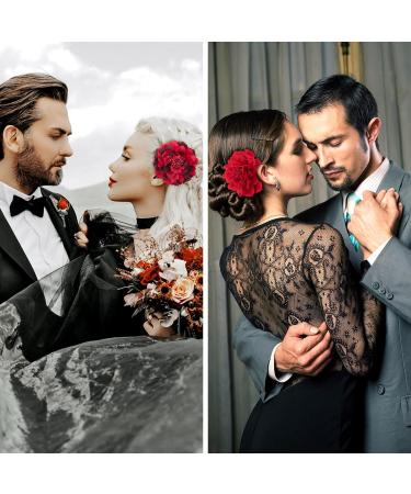 Bofunx 2-Piece Red Flower Hair Clips | Elegant Hair Jewelry for Parties Weddings Halloween & Masquerades - Buy Online on GoSupps.com