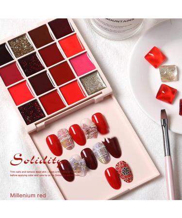 Walopola Solid Cream Gel Nail Polish 16 Colors Nail Cream Gel Nail Polish Palette Solid Gel Nail Polish Gel Manicure Palette Nail Glue for Women 16 Colors Red - Buy Online on GoSupps.com