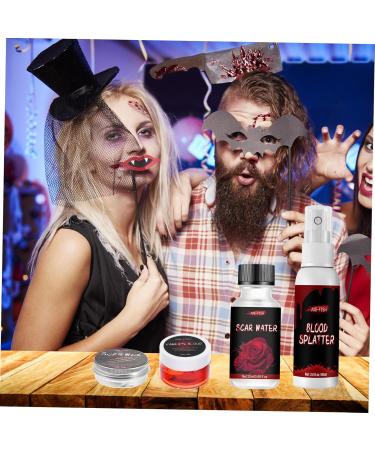 Minkissy Scar Wax Set - 4 Sets of Halloween Special Effect Makeup Wound Molding Gel and Fake Blood Plasma for Scary Costume Parties - Buy Online on GoSupps.com
