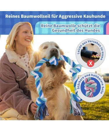 Gaiusikaisa Heavy Duty Dog Rope Toys for Large & Medium Breeds | 100% Cotton Aggressive Chewers Perfect for Teeth Cleaning - Vibrant Colors - Buy Online on GoSupps.com