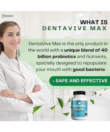 GREENVIFY DentaVive Max Probiotic Supplement 40 Billion CFU 60 Capsules Premium Oral Health Support for Teeth Gums Digestive Health (1) - Buy Online on GoSupps.com