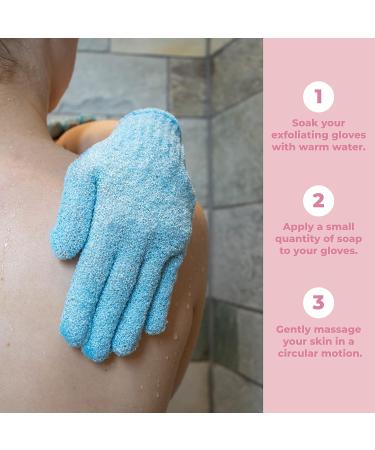 Fine Lines Exfoliating Shower Gloves White | Dead Skin Remover Mitt for Bath Scrub | Body Scrub Gloves with Hanging Hoops - Buy Online on GoSupps.com