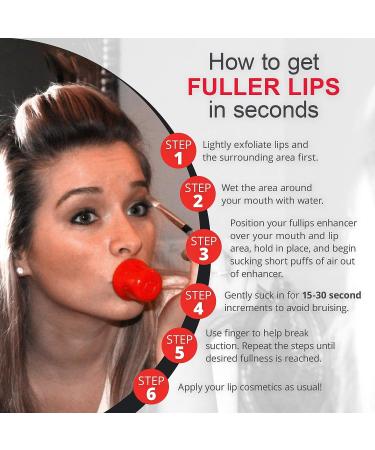 Fullips Lip Plumper Set - Large Round & Small Oval Enlargers - Natural Self-Suction Plumping Device for Fuller Lips - Instant Lip Enhancement Kit in Red Plastic - Buy Online on GoSupps.com