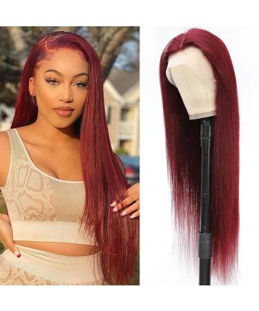 ULRICA 13x4 HD Lace Front Burgundy Wig - Pre Plucked Wine Red Straight Human Hair 150% Density - Buy Online on GoSupps.com
