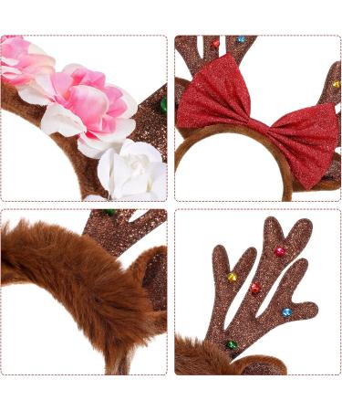 Lurrose Christmas Reindeer Headband - Glitter Antlers Hair Accessories for Holiday Costumes | 3-Piece Set - Buy Online on GoSupps.com