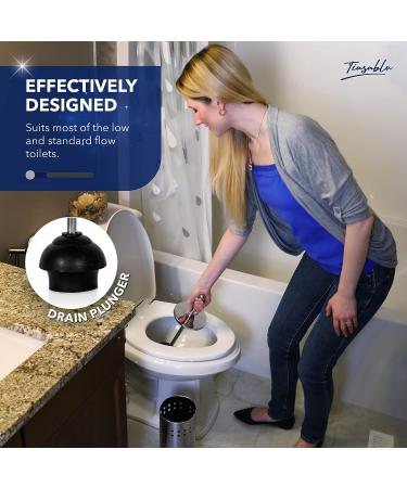 Tiasablu Plunger with Concealed Holder - Heavy Duty Plunger for Toilet  Plungers for Bathroom  No Splash Back  Long Handle - Discreet Toilet Plunger and Holder for Bathroom Chrome - Buy Online on GoSupps.com