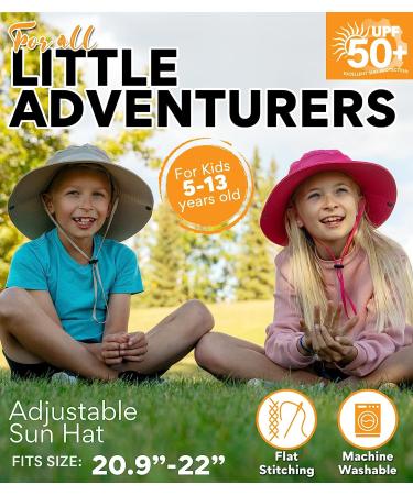 GearTOP UPF 50+ Kids Sun Hat - Khaki Bucket Hat for Camping, Fishing, Safari - Sun Protection for Children - Size 6 5/8-7 - Buy Online on GoSupps.com