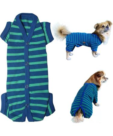 Shop Soft Cotton Dog Pajamas | Cute 4-Legged Jumpsuit for Summer | Blue-Green XS for Male & Female Dogs - Buy Online on GoSupps.com