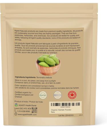 Agasti Naturals Certified Organic Haritaki Powder | 8 oz (227 g) | non-GMO 100% Raw - Buy Online on GoSupps.com