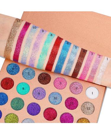 DE'LANCI Glitter Eyeshadow Palette - 24 Colors, Highly Pigmented Metallic Shimmer Shadows for Women and Girls - Cruelty Free, Pressed Chunky Glitter Set - Buy Online on GoSupps.com