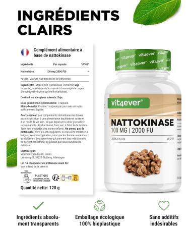 Nattokinase - 365 100mg Capsules (20 000 FU/g) - 12 Months Stock - Vegan - Non-GMO - No Additives - Buy Online on GoSupps.com