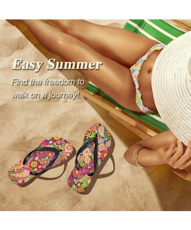 Mnsruu Spring Floral Paisley Print Flip Flops - XXL Size for Men & Women | Home Hotel Spa & Travel Footwear - Buy Online on GoSupps.com