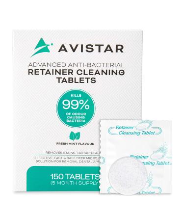 Avistar Retainer & Denture Cleaner Tablets: 150 Denture or Retainer Cleaning Tablets (Perfect For Dentures, Night Guards or Mouth Guards - Mint Flavor, 5 Month Suppy)