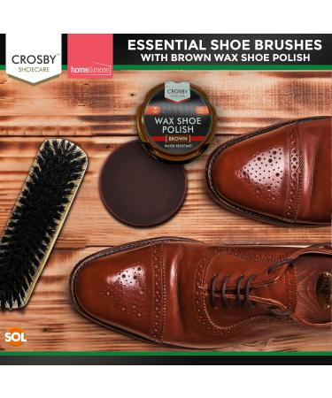 2pk Shoe Brush Set & 3 Brown Shoe Polish Kit | Leather Shoe Polish Brushes + Wax | Brown Boot Polish & Cleaning Kit - Buy Online on GoSupps.com