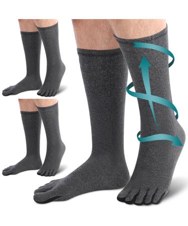Blosssound 3 Pairs Arthritis Compression Socks Five Toe Pain Relief Compression Socks Arthritis Stress Relief Socks for Men Women Arthritis Swelling Circulation Support