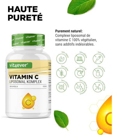 Liposomal Vitamin C - 240 Vegan Capsules - Premium: Highly Dose with 1000mg of Pure Vitamin Per Day - Biodispo - Buy Online on GoSupps.com
