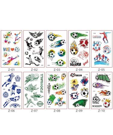 Soccer Temporary Tattoo for Kids - 20 Water Transfer Fake Tattoos - DIY Soccer Party Favors and Supplies - Buy Online on GoSupps.com