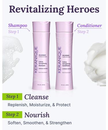Keranique Shampoo & Conditioner Set for Damaged Hair | Anti-Breakage Keratin Deep Conditioning for Thinning & Colored Hair - Buy Online on GoSupps.com