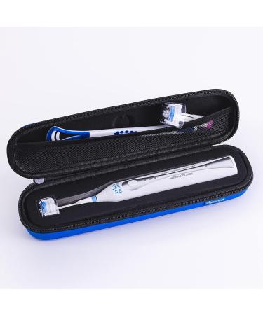 Triple Bristle Toothbrush Travel Case - Portable & Breathable Hard Shell for Travel,Camping,Office - Mesh Pocket for Accessories - Blue/Pink - Buy Online on GoSupps.com