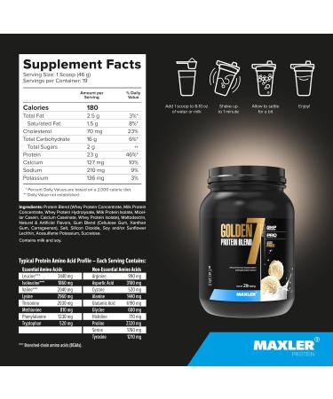 Maxler Golden 7 Protein Blend - Protein Powder for Muscle Gain & Recovery - Vanilla Protein Powder 2 lb Vanilla 2 Pound (Pack of 1) - Buy Online on GoSupps.com