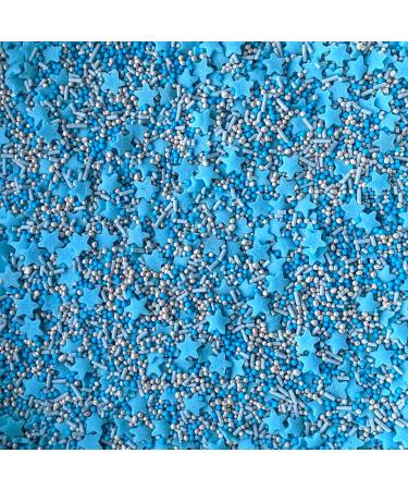 Blue Stars Mixed Sprinkles - 35g of Blue and Silver Edible Cake Toppers Decorations 100s 1000s Mini Balls Strands Sugar Stars - Buy Online on GoSupps.com